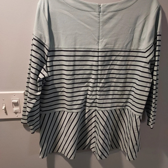 Talbots Woman Blue Striped Peplum 3/4 Sleeve Blouse in Size 1X - Picture 9 of 11